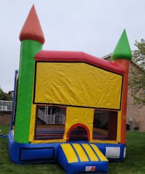 BOUNCE HOUSE CASTLE WITH HOOPRED/YELLOW/BLUE/GREEN